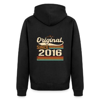 Original 2016 Vintage | Birthday Gift 2016 - Unisex Premium Organic Zip Hoodie - black - Back - Nico (187cm)