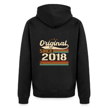 Original 2018 Vintage | Geburtstagsgeschenk 2018 - Unisex Premium Bio Zip Hoodie - Schwarz - Hinten - Nico (187cm)