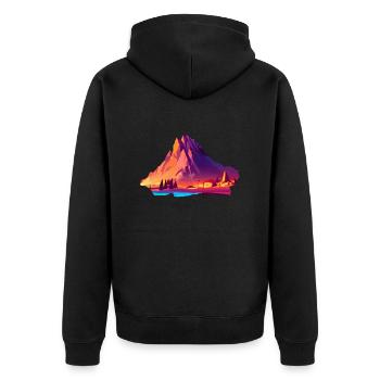 Bergwanderer Bergwandern Wandern Wanderung - Unisex Premium Bio Zip Hoodie - Schwarz - Hinten - Nico (187cm)