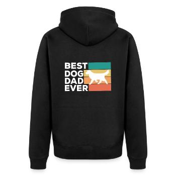 Dog Hund - Unisex Premium Bio Zip Hoodie - Schwarz - Hinten - Nico (187cm)