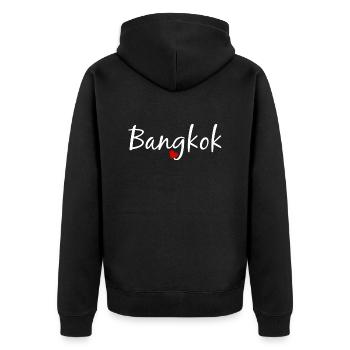 Bangkok - Unisex Premium Bio Zip Hoodie - Schwarz - Hinten - Nico (187cm)