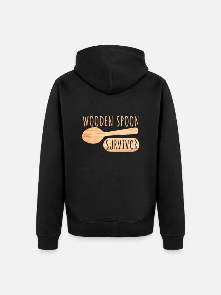 Wooden Spoon Survivor - Unisex Premium Organic Zip Hoodie - black