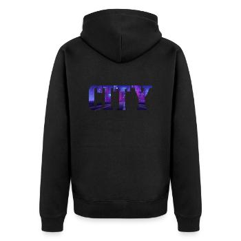 City - Unisex Premium Bio Zip Hoodie - Schwarz - Hinten - Nico (187cm)
