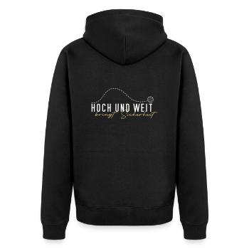 hoch und weit #2 - Unisex Premium Bio Zip Hoodie - Schwarz - Hinten - Nico (187cm)