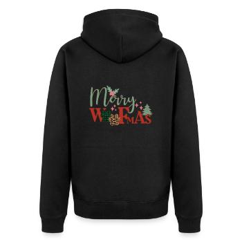 Merry Woofmas - Unisex Premium Bio Zip Hoodie - Schwarz - Hinten - Nico (187cm)