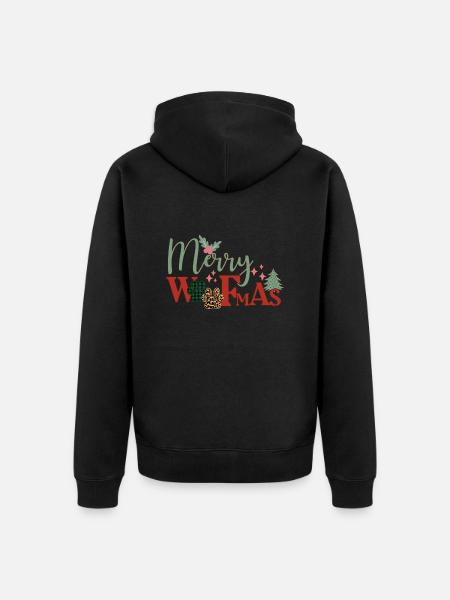 Merry Woofmas - Unisex Premium Bio Zip Hoodie - Schwarz