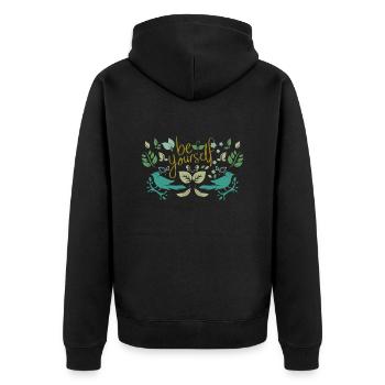 Be yourself - Unisex Premium Organic Zip Hoodie - black - Back - Nico (187cm)