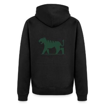 Pitbull Logo - Unisex Premium Organic Zip Hoodie - black - Back - Nico (187cm)