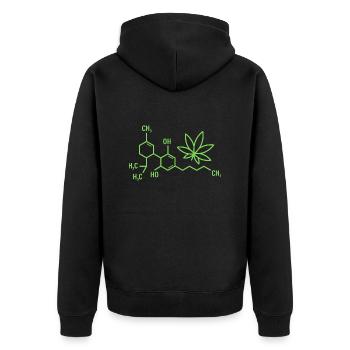 THC-Formel mit Cannabisblättern - Unisex Premium Bio Zip Hoodie - Schwarz - Hinten - Nico (187cm)
