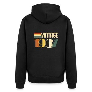 Vintage 1937-cadeau anniversaire 1937 - Veste à capuche bio Premium Unisexe - noir - Dos - Nico (187cm)