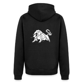 Stier Stierkopf Kopf Logo Steak Beast Gym Horn - Unisex Premium Bio Zip Hoodie - Schwarz - Hinten - Nico (187cm)