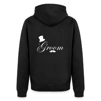 Bräutigam in spe - Unisex Premium Bio Zip Hoodie - Schwarz - Hinten - Nico (187cm)