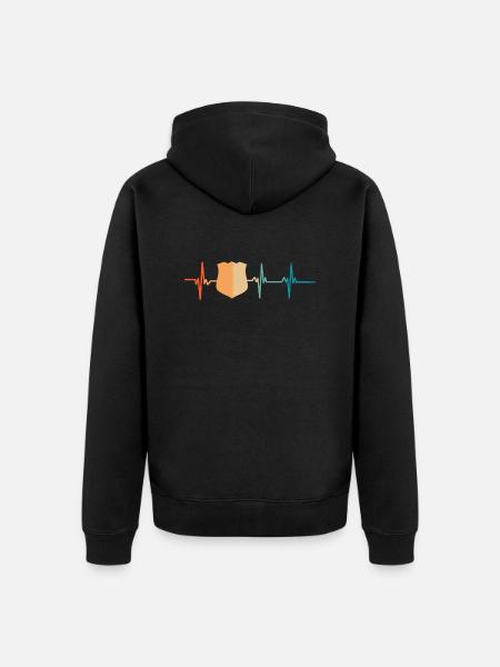 Heartbeat Polizei-Abzeichen - Unisex Premium Bio Zip Hoodie - Schwarz