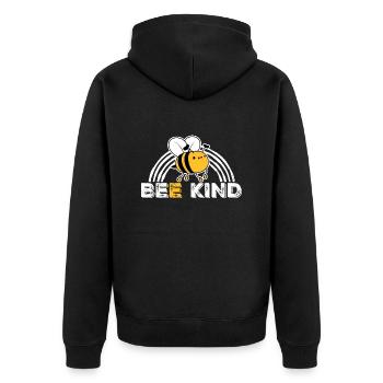 Be Kind Cute Honey Kindness Bee Love Inspirational - Unisex Premium Organic Zip Hoodie - black - Back - Nico (187cm)