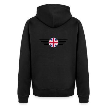 Vereinigtes Königreich Stil T-Shirt - Unisex Premium Bio Zip Hoodie - Schwarz - Hinten - Nico (187cm)