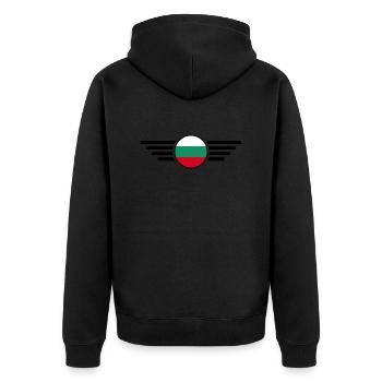Bulgaria Style Design T-Shirt - Unisex Premium Organic Zip Hoodie - black - Back - Nico (187cm)