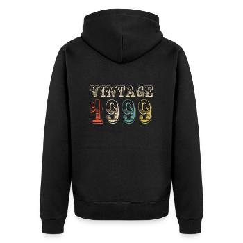 Vintage 1999- 25 th birthday - 25 ans - Veste à capuche bio Premium Unisexe - noir - Dos - Nico (187cm)