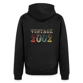 Jahrgang 2002 - 22. Geburtstag - 22 Jahre alt - Unisex Premium Bio Zip Hoodie - Schwarz - Hinten - Nico (187cm)