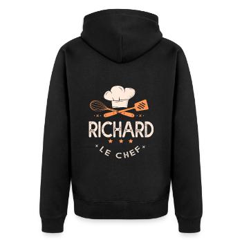 Richard Chef Ici c est richard le chef cuisine - Veste à capuche bio Premium Unisexe - noir - Dos - Nico (187cm)