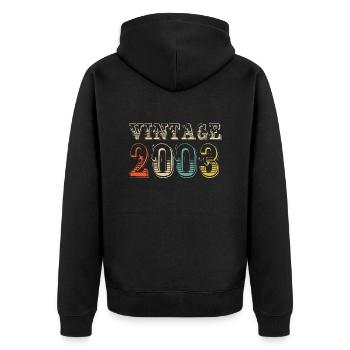 Vintage 2003 - 21st birthday - 21 years old - Unisex Premium Organic Zip Hoodie - black - Back - Nico (187cm)