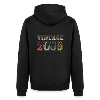 Vintage 2009- 15 th birthday - 15 ans - Veste à capuche bio Premium Unisexe - noir - Dos - Nico (187cm)