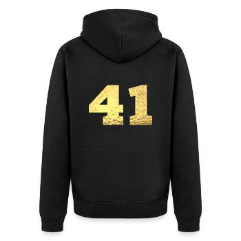 Numéro 41 paillettes doré - 41e anniversaire - Veste à capuche bio Premium Unisexe - noir - Dos - Nico (187cm)