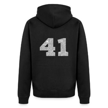Numéro 41 paillettes argenté - 41e anniversaire - Veste à capuche bio Premium Unisexe - noir - Dos - Nico (187cm)