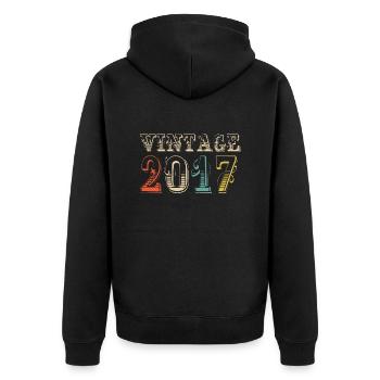 Vintage 2017- 7 th birthday - 7 ans - Veste à capuche bio Premium Unisexe - noir - Dos - Nico (187cm)