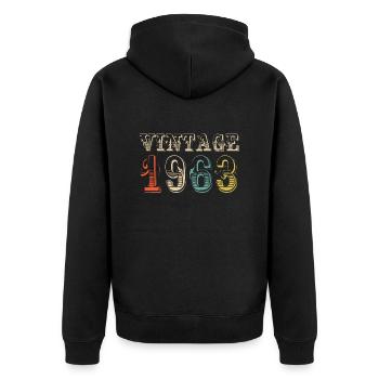 Vintage 1963- 61 st birthday - 61 ans - Veste à capuche bio Premium Unisexe - noir - Dos - Nico (187cm)