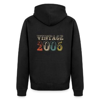 Vintage 2005- 19 th birthday - 19 ans - Veste à capuche bio Premium Unisexe - noir - Dos - Nico (187cm)