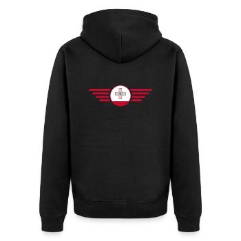 J’aime Malte, T-shirt design de style élégance - Veste à capuche bio Premium Unisexe - noir - Dos - Nico (187cm)