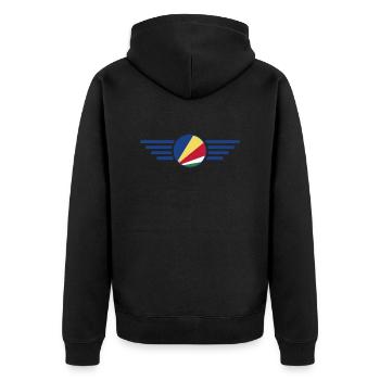 Ich liebe Seychellen, Eleganz Stil Design T-Shirt - Unisex Premium Bio Zip Hoodie - Schwarz - Hinten - Nico (187cm)