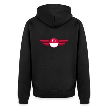 Ich liebe Singapur, Eleganz Stil Design T-Shirt - Unisex Premium Bio Zip Hoodie - Schwarz - Hinten - Nico (187cm)