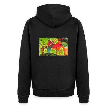 FUNtasy - Unisex Premium Organic Zip Hoodie - black - Back - Nico (187cm)