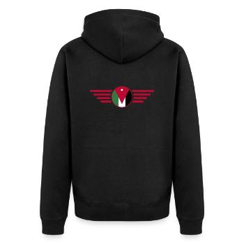Ich liebe Jordanien, Stil Design T-Shirt - Unisex Premium Bio Zip Hoodie - Schwarz - Hinten - Nico (187cm)