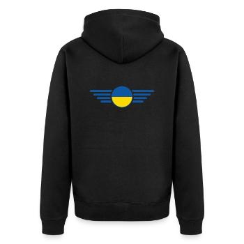 J’aime l’Ukraine, T-shirt design de style élégance - Veste à capuche bio Premium Unisexe - noir - Dos - Nico (187cm)