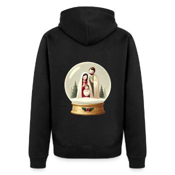 Krippe Schneekugel Weihnachtsszene - Unisex Premium Bio Zip Hoodie - Schwarz - Hinten - Nico (187cm)