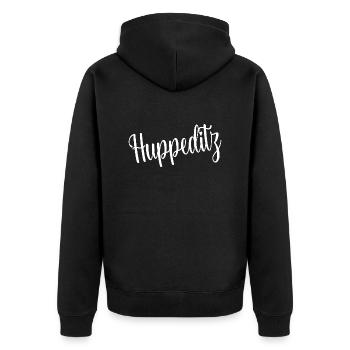 Westerwald Spruch Geschenk - Hui Wäller - Unisex Premium Bio Zip Hoodie - Schwarz - Hinten - Nico (187cm)