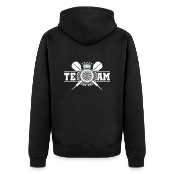 darts dartscheibe wappen team - Unisex Premium Bio Zip Hoodie - Schwarz - Hinten - Nico (187cm)