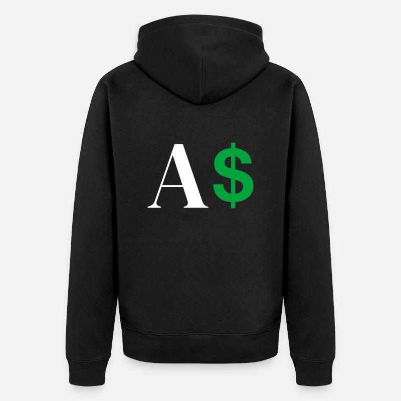 Dollar-Buchstabe - Unisex Premium Bio Zip Hoodie - Schwarz