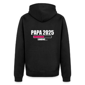 Papa 2025 - Unisex Premium Bio Zip Hoodie - Schwarz - Hinten - Nico (187cm)