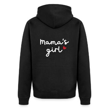 Mamas Mädchen - Unisex Premium Bio Zip Hoodie - Schwarz - Hinten - Nico (187cm)