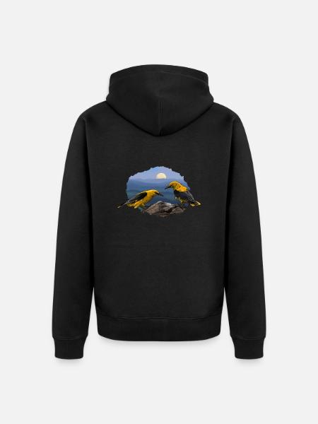 Orioles in the moonlight - Unisex Premium Organic Zip Hoodie - black