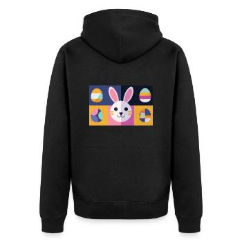 Osterhase No.12 - Unisex Premium Bio Zip Hoodie - Schwarz - Hinten - Nico (187cm)