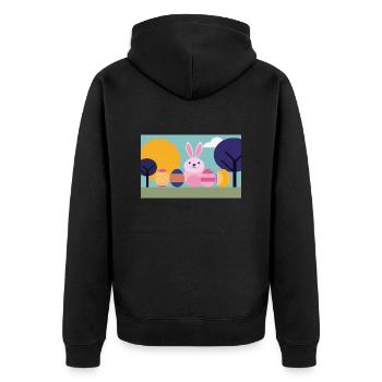 Osterhase No.07 - Unisex Premium Bio Zip Hoodie - Schwarz - Hinten - Nico (187cm)