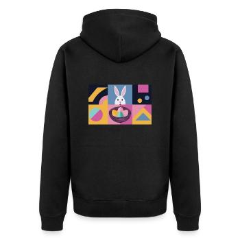 Osterhase No.04 - Unisex Premium Bio Zip Hoodie - Schwarz - Hinten - Nico (187cm)