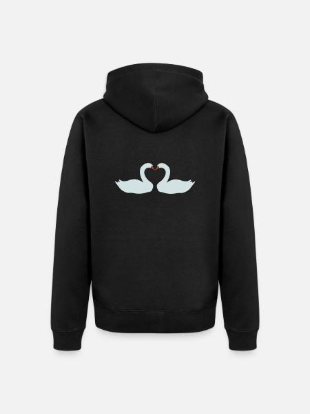 Swans Heart - Unisex Premium Organic Zip Hoodie - black