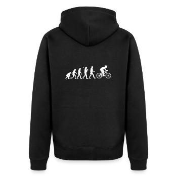 Evolution Fahrrad Sport Darwin Humor Geschenk - Unisex Premium Bio Zip Hoodie - Schwarz - Hinten - Nico (187cm)