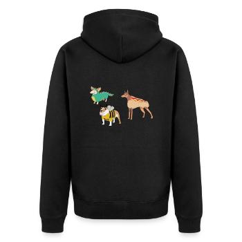 Hunde im Kostüm Hot Dog - Unisex Premium Bio Zip Hoodie - Schwarz - Hinten - Nico (187cm)
