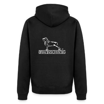 Braunschweig - Unisex Premium Bio Zip Hoodie - Schwarz - Hinten - Nico (187cm)